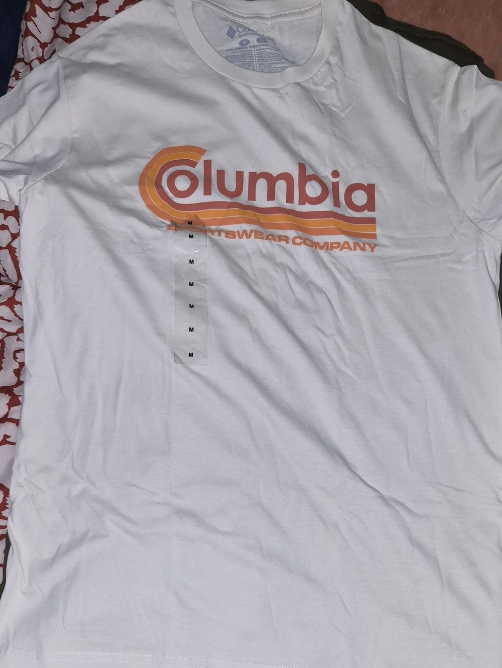 Columbia Cream Short Sleeve Tee with Orange Retro Logo